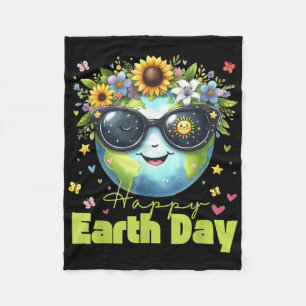 Funny Earth Day 2025 Save The Planet Cute Sungles Fleece Blanket