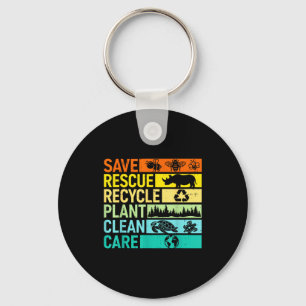 Funny earth day 2026 retro groovy save the earth keychain