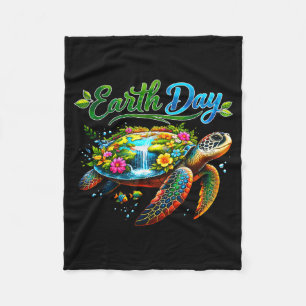 Funny earth day 2026 save the earth sea turtle kid fleece blanket