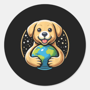 Funny Earth Day Cute Dog Earth Day Dog Lovers  Classic Round Sticker