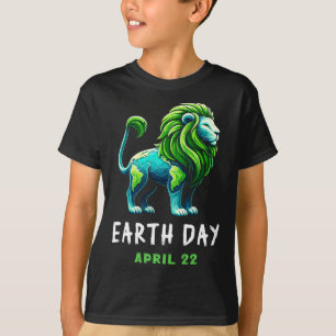 Funny Earth Day Cute Lion Earth Day Earth Planet T-Shirt