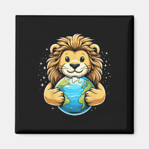 Funny Earth Day Cute Lion Earth Day Lion Lovers Magnet
