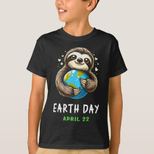 Funny Earth Day Cute Sloth Earth Day Earth Planet T-Shirt