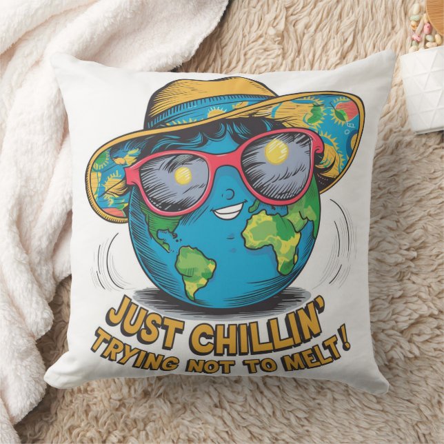 Funny Earth Day  Throw Pillow (Blanket)