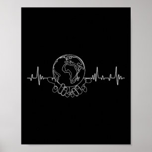 Funny Earth Planet On Heartbeat Earth Day 55th Ann Poster