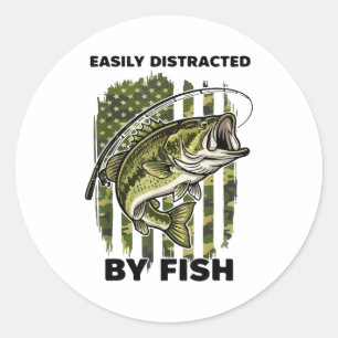 Funny Easily Distracted By Camo B Fish American Fl Classic Round Sticker