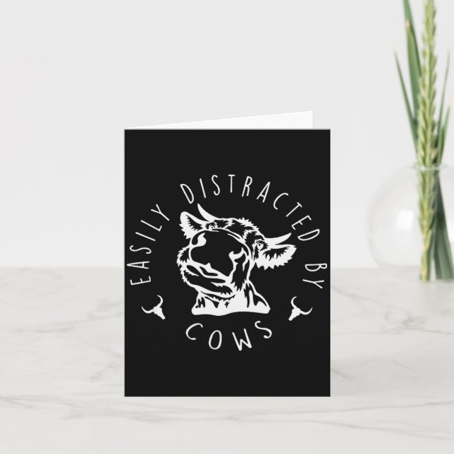 Funny Easily Distracted By Cows Design  Card (Front)