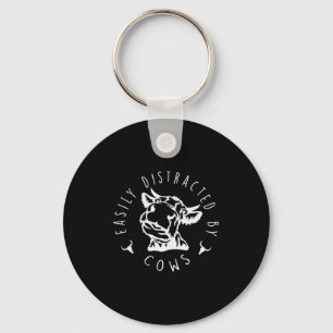 Funny Easily Distracted By Cows Design  Keychain