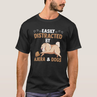 Funny Easily Distracted By Injera And Dogs Flatbre T-Shirt