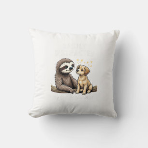 Funny Easily Distracted By Sloths and Dogs T-Shirt Throw Pillow