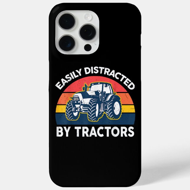 Funny Easily Distracted By Tractors-Shirt Farmer F Case-Mate iPhone Case (Back)