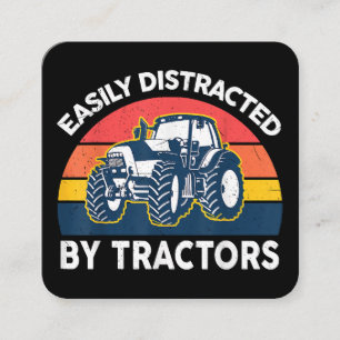 Funny Easily Distracted By Tractors-Shirt Farmer F Square Business Card