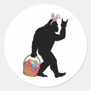 Funny Easter Bigfoot Eggs Costume Bunny Bigfoot Ca Classic Round Sticker
