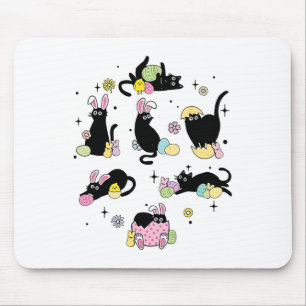 Funny Easter Black Cat Easter Day Cat Egg Mouse Pad