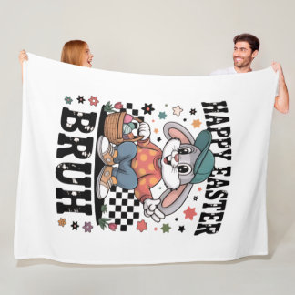 Funny Easter Bunny Bruh | Cool Rabbit With Sunglas Fleece Blanket