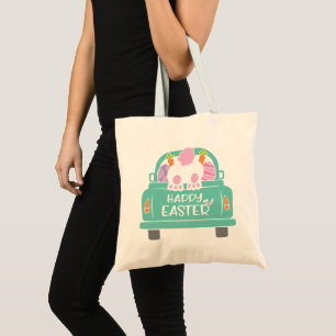Funny Easter Bunny Butt Vintage Truck Easter Hunt Tote Bag