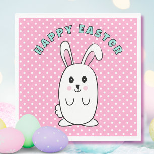 Funny Easter Bunny Cartoon Pink White Blue Cute Napkin