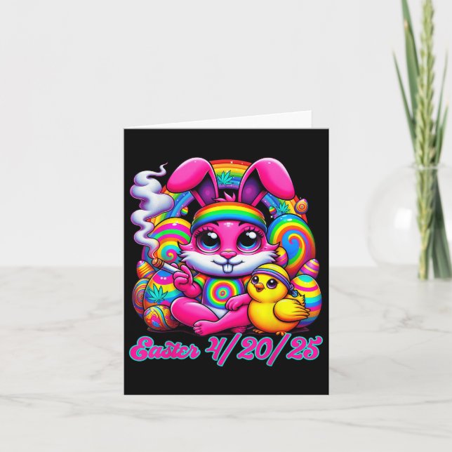 Funny Easter Bunny Chick Smoking  Card (Front)