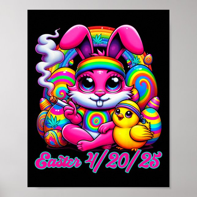 Funny Easter Bunny Chick Smoking  Poster (Front)