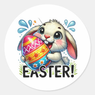 Funny Easter Bunny Classic Round Sticker