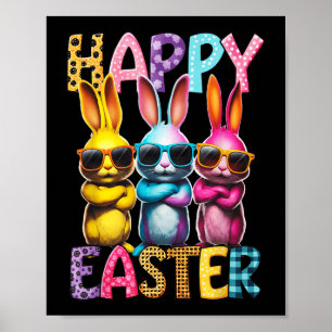 Funny Easter Bunny Cool Bunnies Happy Easter Kids  Poster