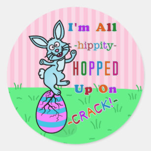 Funny Easter Bunny Cracked Egg Humour Classic Round Sticker