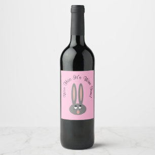 Funny Easter Bunny Custom Pink Wine Labels