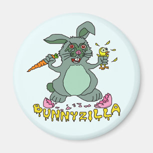 Funny Easter Bunny Cute Bunnyzilla Rabbit Cartoon Magnet