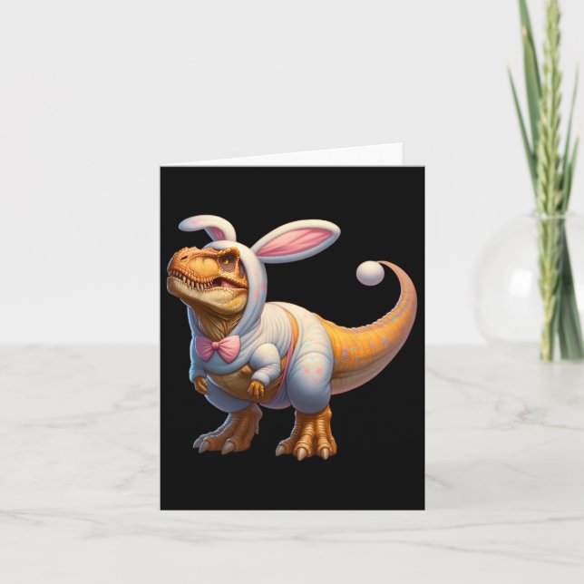 Funny Easter Bunny Dinosaur T-rex Apparel Uni-adul Card (Front)