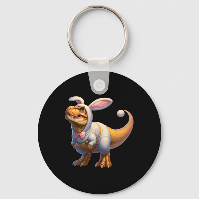 Funny Easter Bunny Dinosaur T-rex Apparel Uni-adul Keychain (Front)