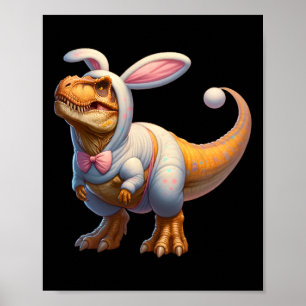 Funny Easter Bunny Dinosaur T-rex Apparel Uni-adul Poster