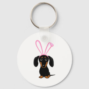 Funny Easter Bunny Dog Black And Tan Dachshund T S Keychain