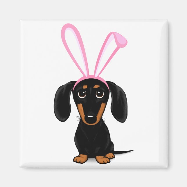 Funny Easter Bunny Dog Black And Tan Dachshund T S Magnet (Front)