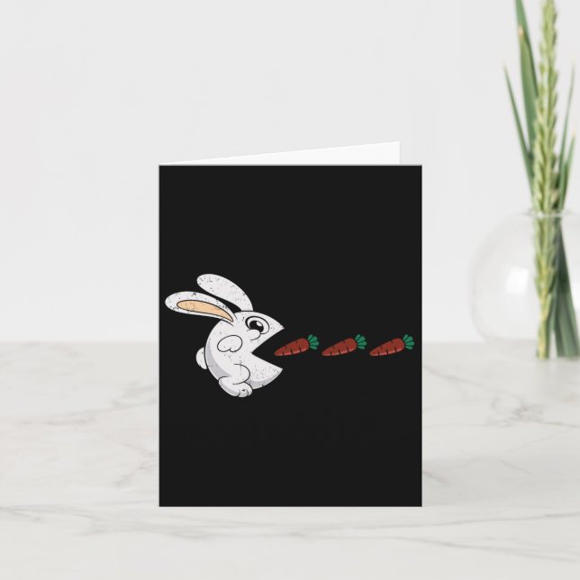 Funny Easter Bunny Eating Chocolate Carrots Rabbit Card (Front)