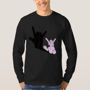 Funny Easter Bunny Hand Shadow Rabbit Puppet Kids T-Shirt