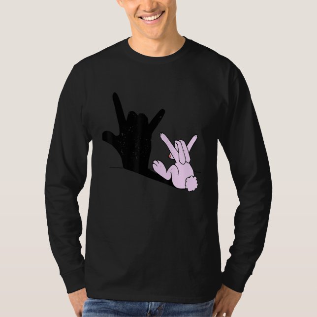 Funny Easter Bunny Hand Shadow Rabbit Puppet Kids  T-Shirt (Front)