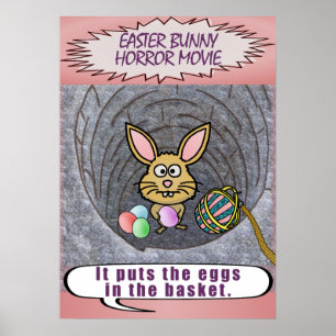 Funny Easter Bunny Horror Movie Poster