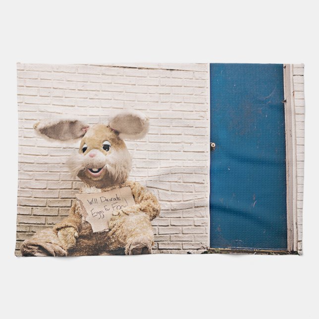 funny easter bunny kitchen towel (Horizontal)