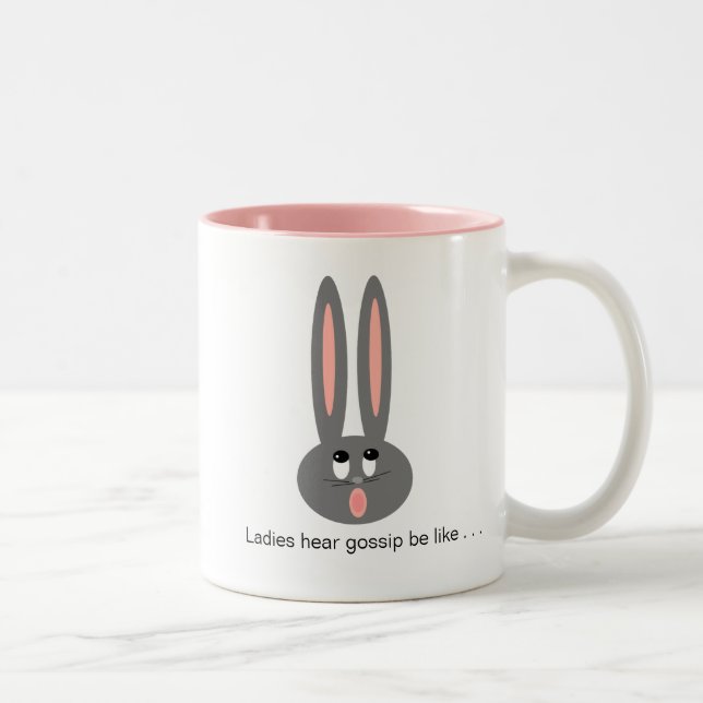 Funny Easter Bunny Ladies Gossip Two-Tone Coffee Mug (Right)