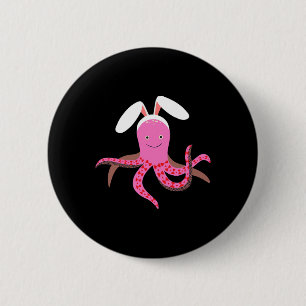Funny Easter Bunny Octopus With Cute Bunny Ears 2 Inch Round Button