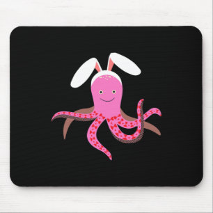 Funny Easter Bunny Octopus With Cute Bunny Ears Mouse Pad