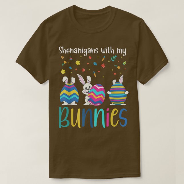 Funny Easter Bunny Quote, Shenanigans Cool Easter  T-Shirt (Design Front)