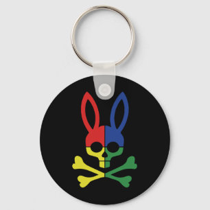 Funny Easter Bunny Retro Colourful Bunny Skull Cro Keychain