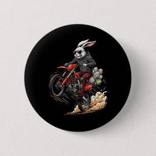 Funny Easter Bunny Riding Dirt Bike Motocross Boys 2 Inch Round Button