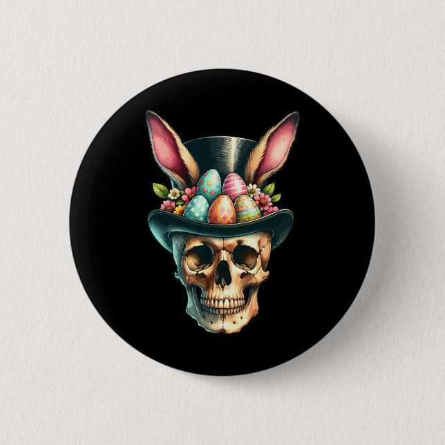 Funny Easter Bunny Skull Egg Hunt Easter Day  2 Inch Round Button (Front)