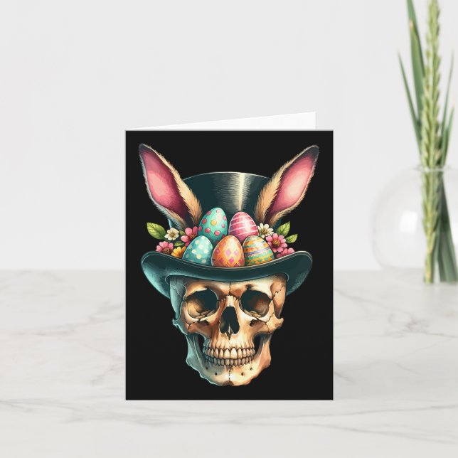 Funny Easter Bunny Skull Egg Hunt Easter Day  Card (Front)
