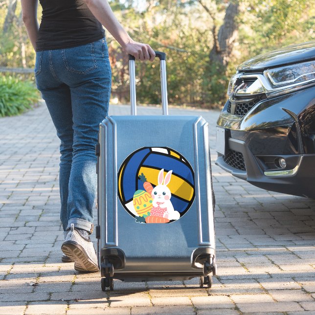 Funny Easter Bunny With Volleyball Ball (Suitcase Insitu)