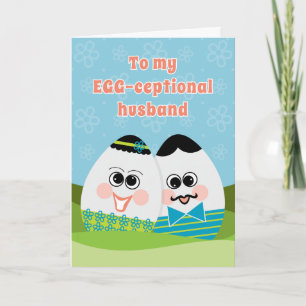 Funny Easter Card for Husband Silly Eggs in Grass