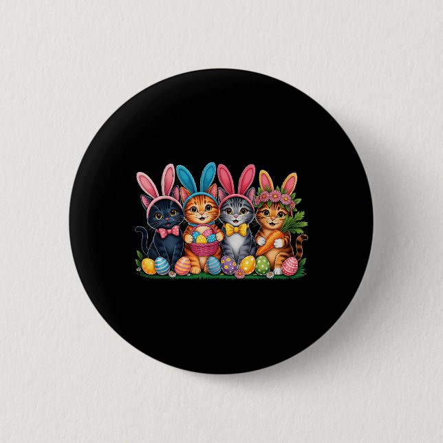 Funny Easter Cats Ears Bunny Eggs Spring for Women 2 Inch Round Button (Front)