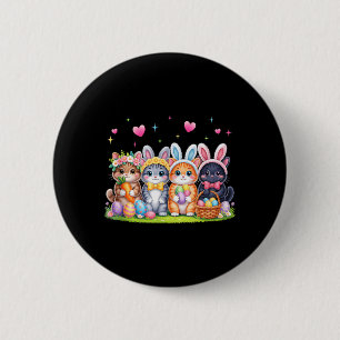 Funny Easter Cats Ears Bunny Eggs Spring for Women 2 Inch Round Button